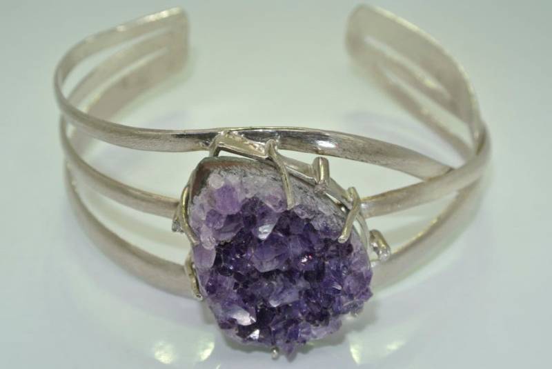 Diamant Und Amethyst Druzy Sterling Silber Manschette Armband von NeetaGupta