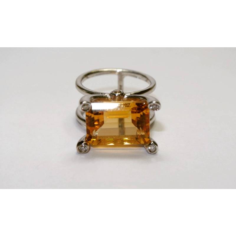 Diamanten Und Citrin Sterling Silber Ring von NeetaGupta