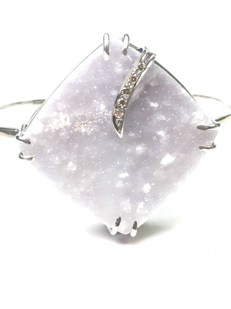 Diamanten Und Psilomelone Druzy Sterling Silber Armband von NeetaGupta