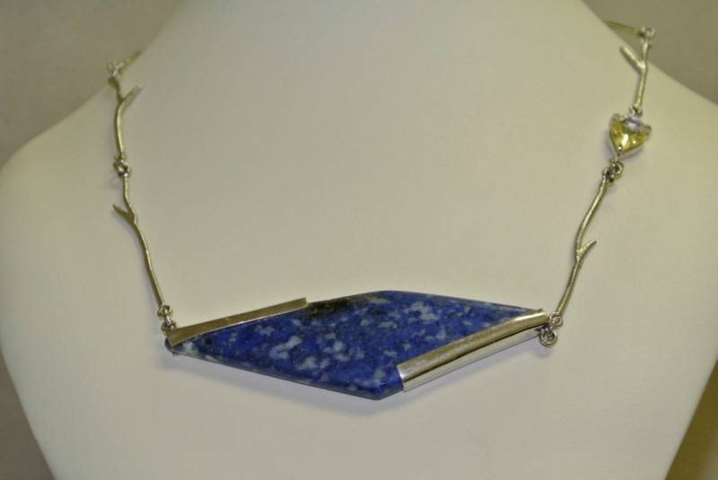 Natürlicher Lapis Lazuli Stein & Makellos Geschliffener Lemon Quartz Edelstein in Einzigartigem Sterlingsilber Gefasst von NeetaGupta