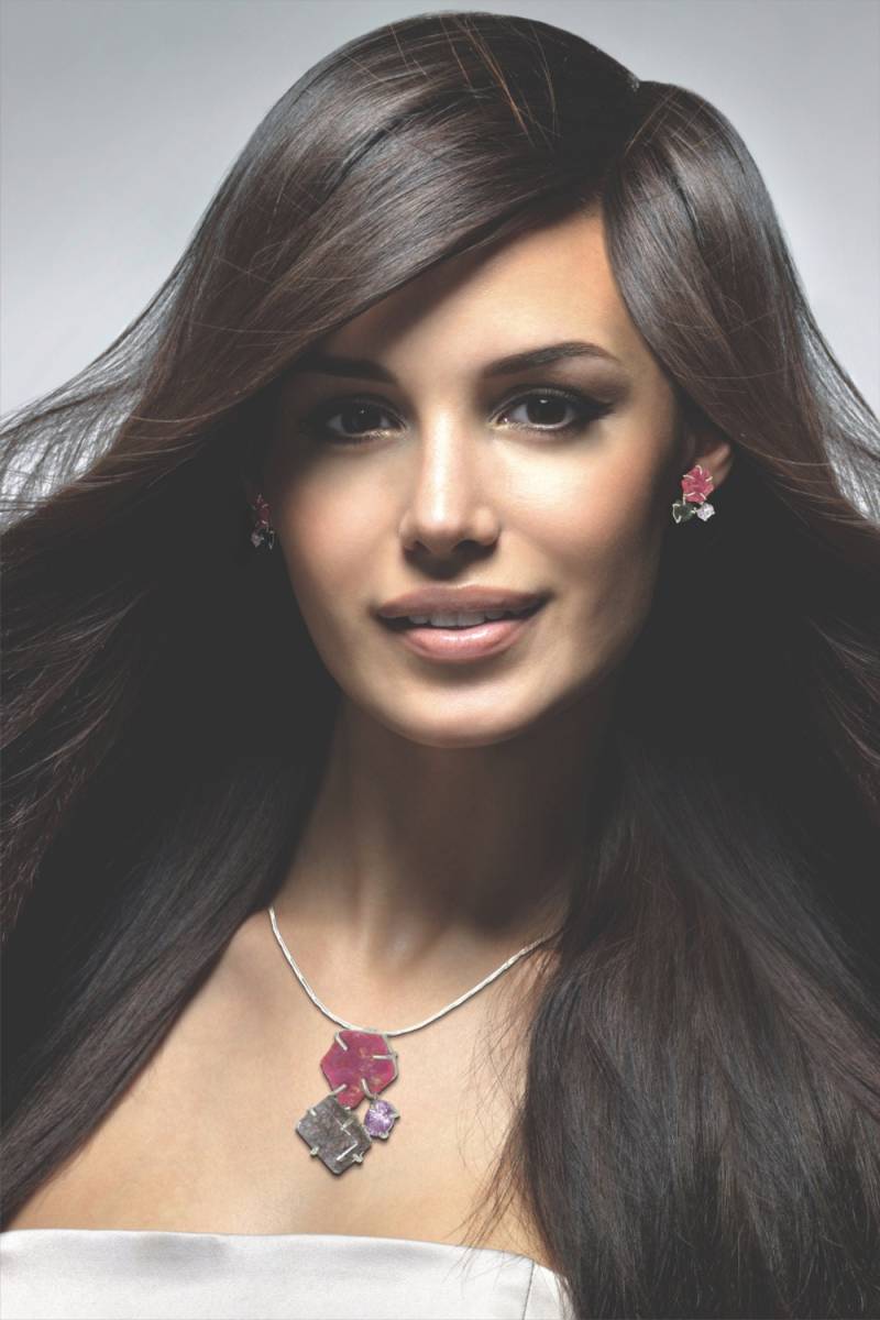 Ohrringe Aus Rotem Rubin, Amethyst Und Schwarzem Turmalinquarz von NeetaGupta