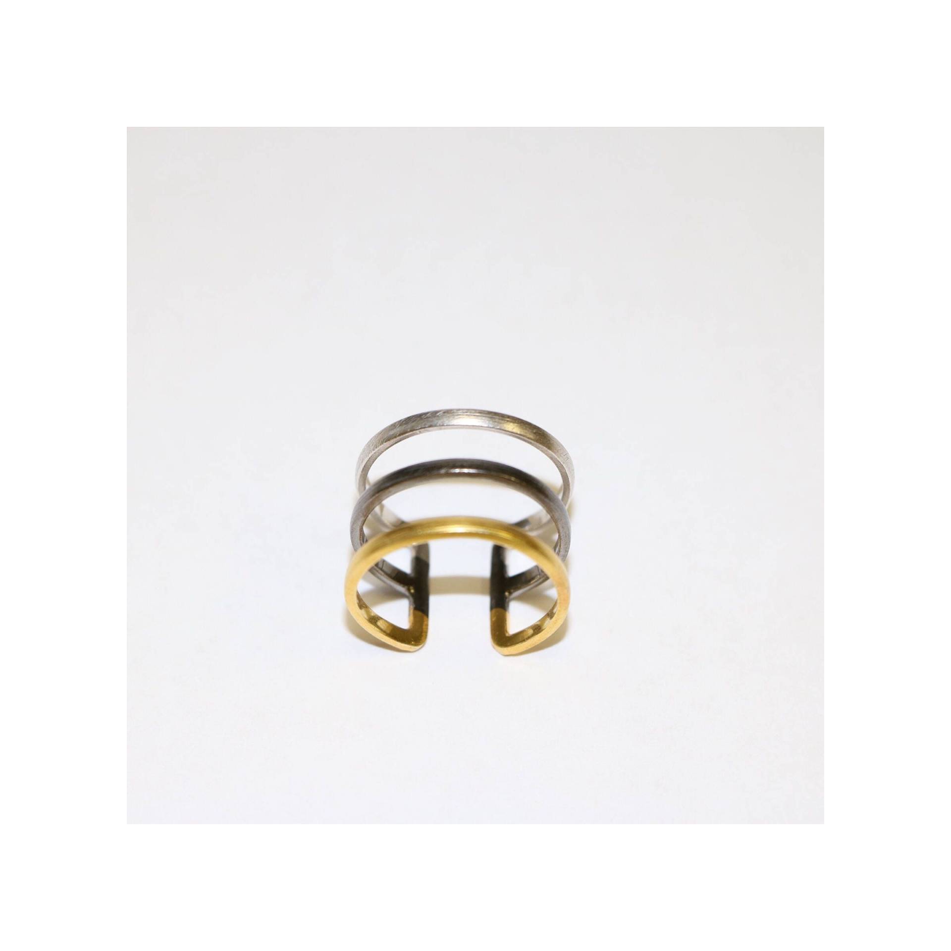 sterling Silber "Three Rivers' Ring, Vergoldung Und Schwarzes Finish Auf Diesem Einer Art Handgemachten Jewelry.free Versand von NeetaGupta