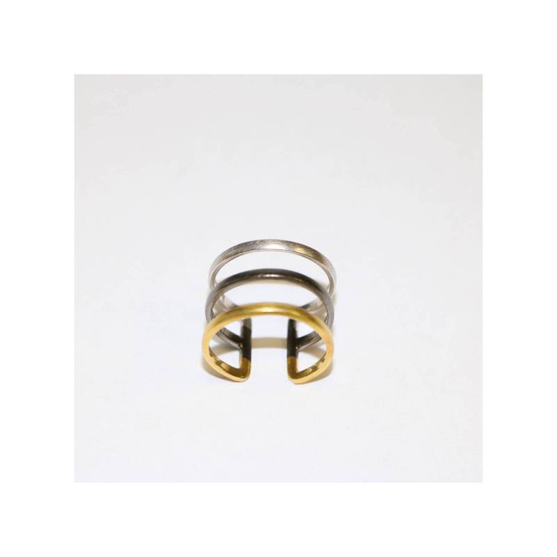 sterling Silber "Three Rivers' Ring, Vergoldung Und Schwarzes Finish Auf Diesem Einzigartigen Handgefertigten Schmuck von NeetaGupta