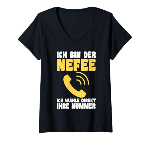 Damen Familienmotiv Neffe T-Shirt mit V-Ausschnitt von Neffe Tante