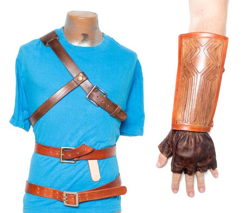Legend Of Zelda Breath The Wild Cosplay Link Ledergürtel, Armschienen, Taschen & Handschuhe von NegativedreamerProps