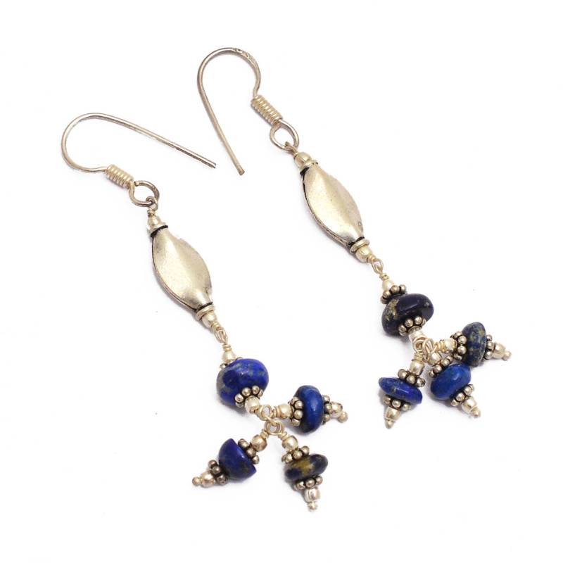 Lange Lapis Lazuli Edelstein Ohrhänger | Natürliche & Kristall Sterling Silber Ohrringe /Kristall - 925 von NehaaGallerina