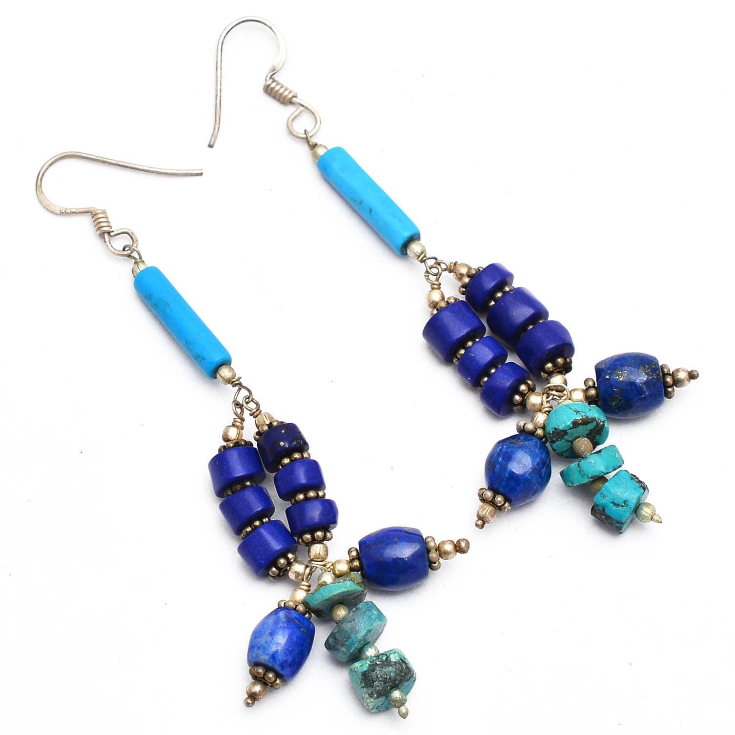 Seltene Türkis-Lapislazuli Ohrringe | Türkis/Lapis Sterling Silber Edelstein - 925 Seltene Türkis-Lapislazuli Ohrringe | Türkis/Lapis Sterling Silber Edelstein - 925 von NehaaGallerina
