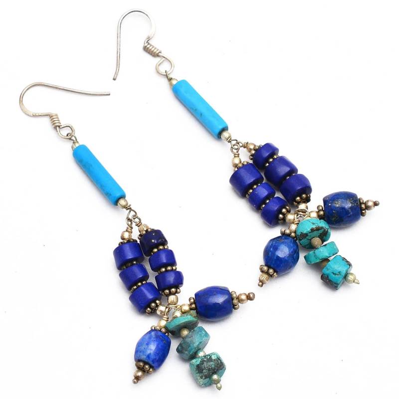 Seltene Türkis-Lapislazuli Ohrringe | Türkis/Lapis Sterling Silber Edelstein - 925 Seltene Türkis-Lapislazuli Ohrringe | Türkis/Lapis Sterling Silber Edelstein - 925 von NehaaGallerina