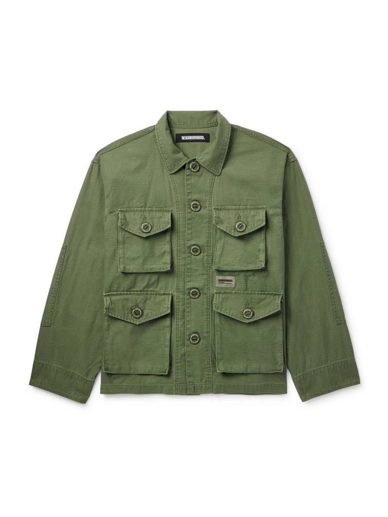 Neighborhood - BDU Logo-Appliquéd Cotton Overshirt - Men - Green - L von Neighborhood