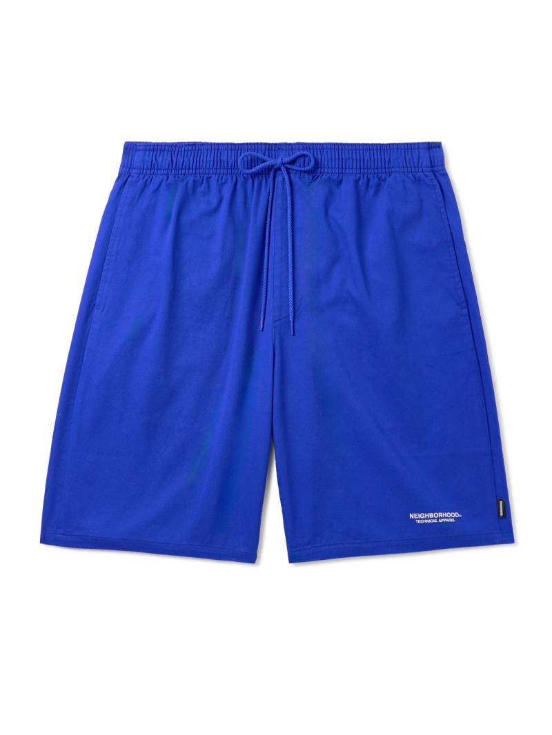 Neighborhood - Easy Straight-Leg Logo-Embroidered Cotton-Twill Drawstring Shorts - Men - Blue - L von Neighborhood