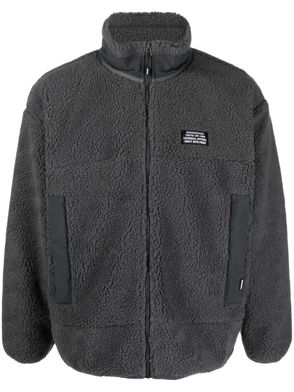 Neighborhood Fleecejacke mit Logo-Patch - Grau von Neighborhood