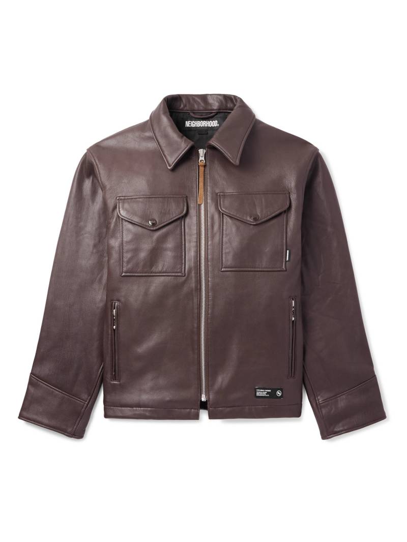 Neighborhood - PM Leather Jacket - Men - Brown - L von Neighborhood