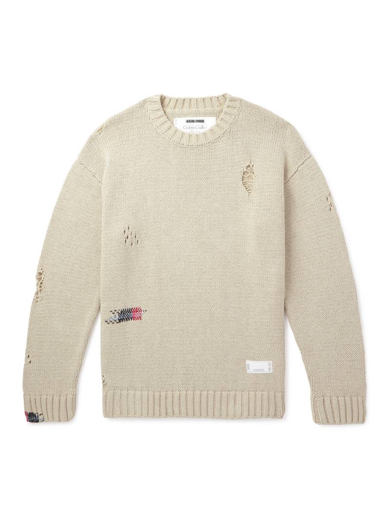 Neighborhood - Savage Distressed Cotton Sweater - Men - Neutrals - L von Neighborhood