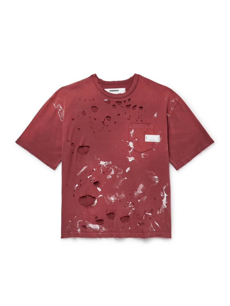 Neighborhood - Savage Distressed Paint-Splattered Cotton-Jersey T-Shirt - Men - Red - XL von Neighborhood