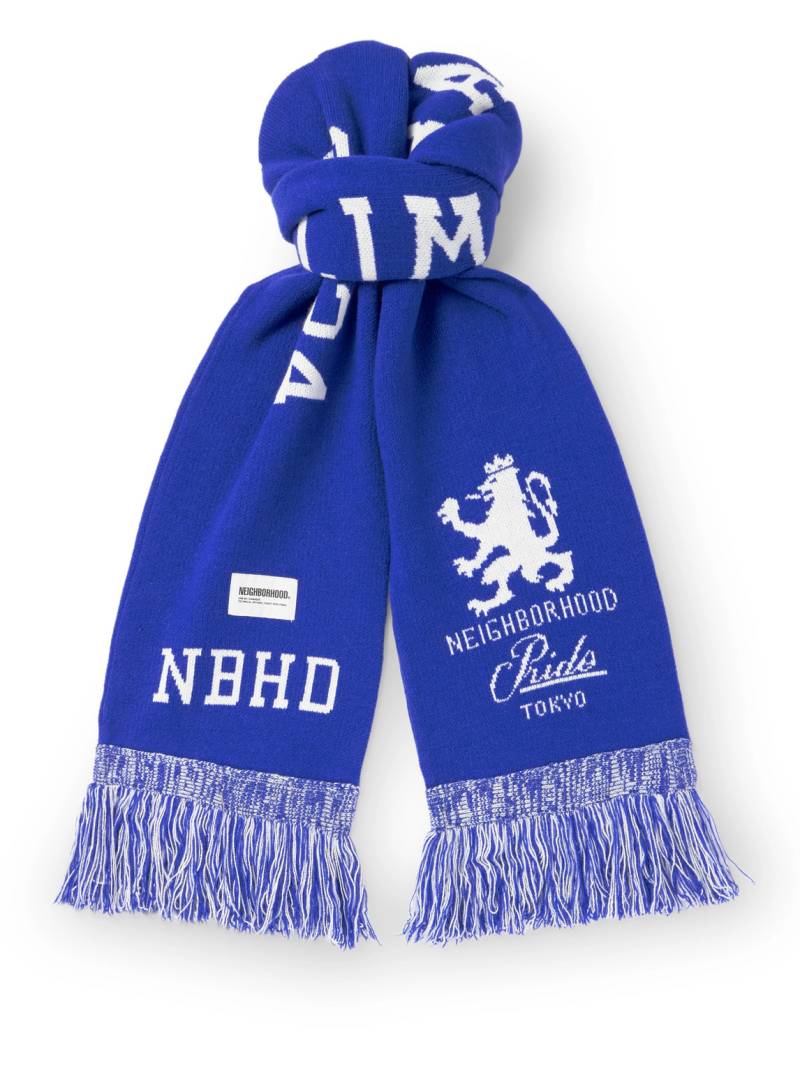 Neighborhood - Team Muffler Fringed Jacquard-Knit Scarf - Men - Blue von Neighborhood