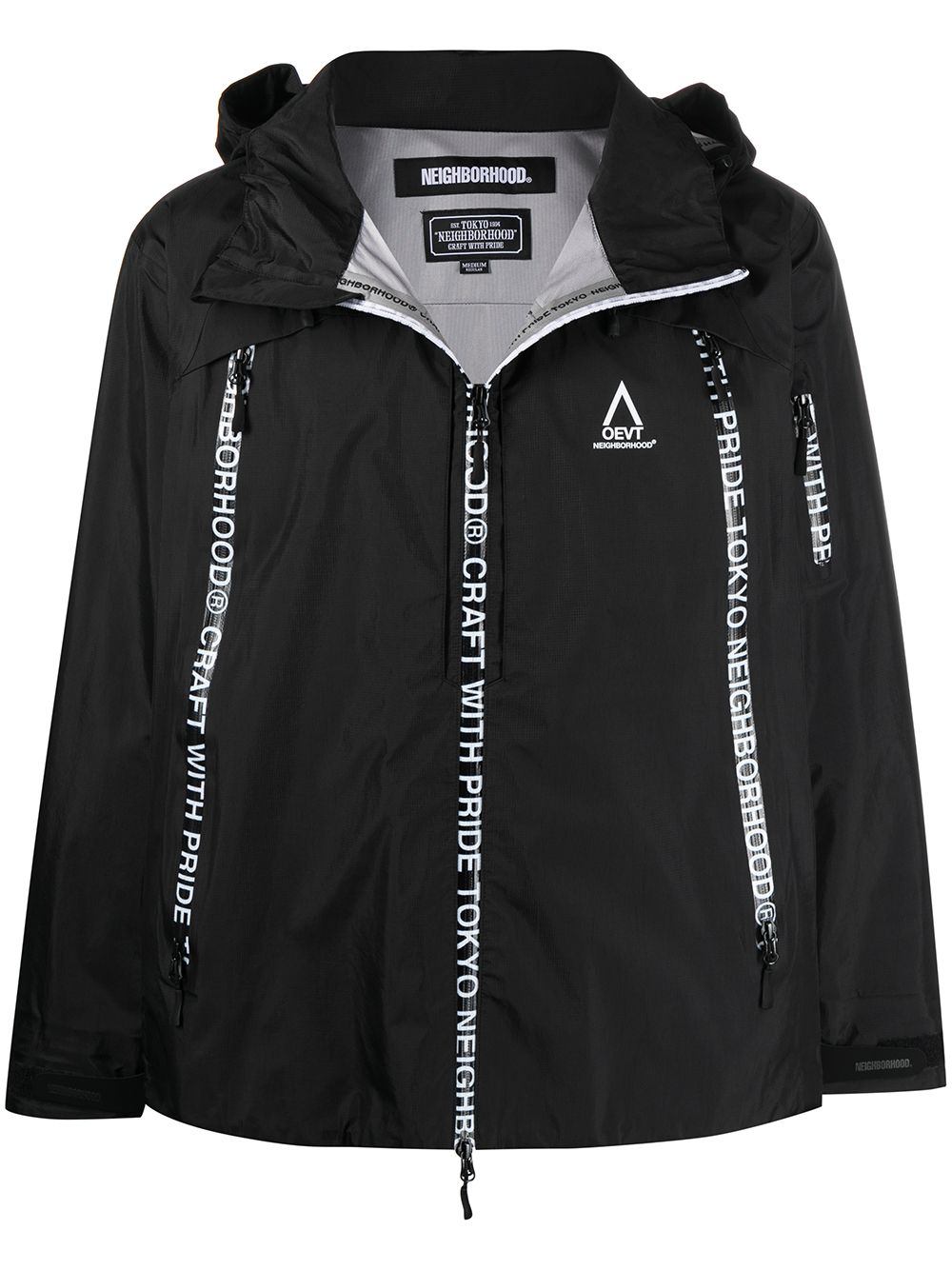 Neighborhood Regenjacke mit Logo-Streifen - Schwarz von Neighborhood