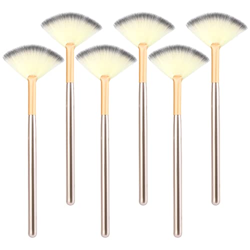 Neikafan 6 Stück Fächerpinsel Weiche Fächer Bürstens Masken Pinsel Gesichtsbürsten für Peeling Schlafmaske Schlammmaske Frauen Mädchen Gesicht Hervorhebung Make Up Pulver(Cremeweiß) von Neikafan