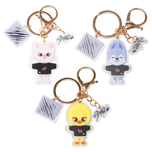 Neikafan Stray Kids Skzoo Schlüsselanhänger 3 Stück 3D Merch Keychain Stray Kids Schlüsselanhänger Skzoo Keychain Plush SKZ Schlüssel anhänger für Kinder Rucksack Tasche Zubehör von Neikafan