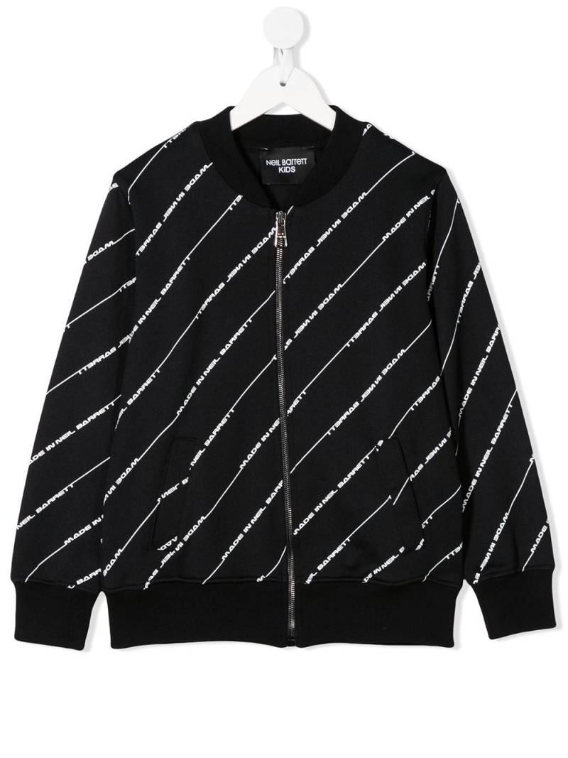 Neil Barrett Kids Bomberjacke mit Logo-Streifen - Schwarz von Neil Barrett Kids