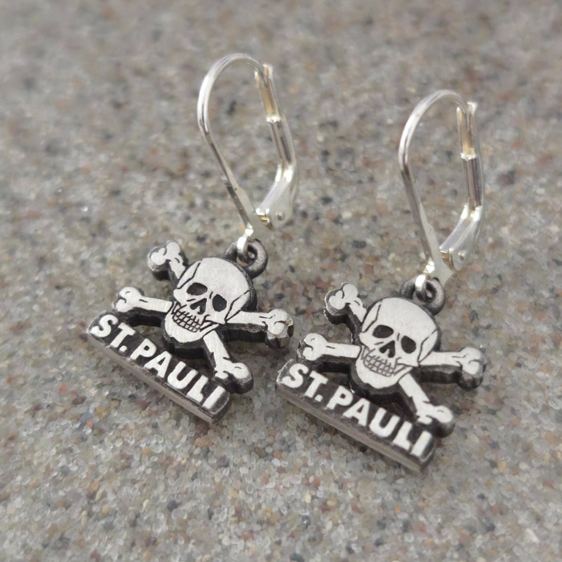 Fc St. Pauli-Totenkopf-Ohrhänger, Paar, Silber 925, Fc17 von NeilSaad