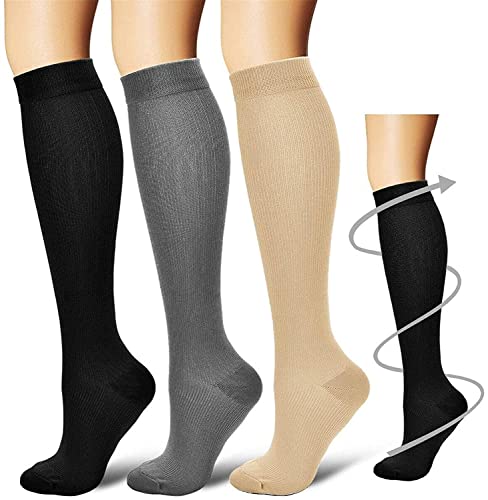 3 Paar Kompressionsstrümpfe/Kompressionssocken/Compression Socks/Strümpfe Kompression/Laufsocken/Thrombosestrümpfe/für Damen Herren, Sport, medi, Flug, Reisen, Schwangerschaft & Medizinische von Nein