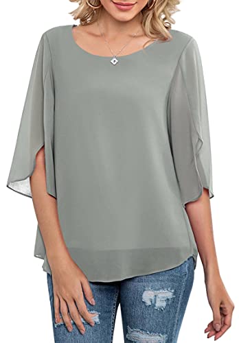 Neineiwu Damen 3/4 Ärmel Chiffon Bluse von Neineiwu