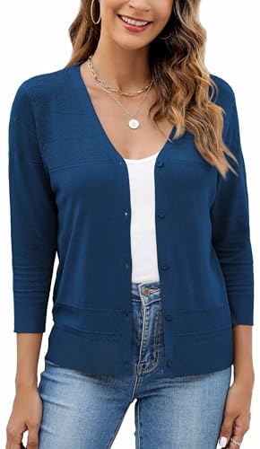 Neineiwu Damen Bolerojacke Festlich 3/4 Ärmel Leicht Strickjacke für Hochzeit sommerliche Cardigan Damen Eleganter mit Spitze von Neineiwu
