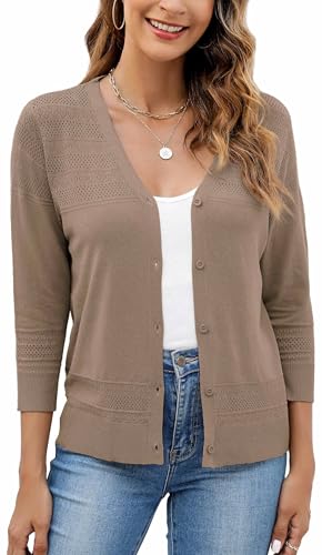 Neineiwu Damen Bolerojacke Festlich 3/4 Ärmel Leicht Strickjacke für Hochzeit sommerliche Cardigan Damen Eleganter mit Spitze von Neineiwu