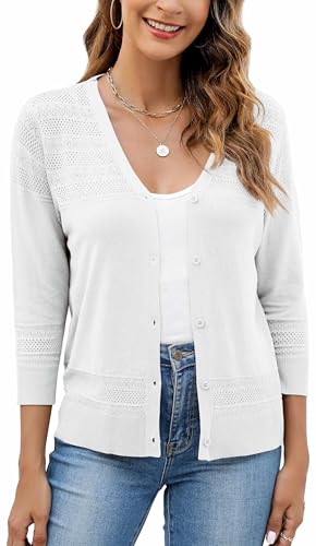 Neineiwu Damen Bolerojacke Festlich 3/4 Ärmel Leicht Strickjacke für Hochzeit sommerliche Cardigan Damen Eleganter mit Spitze von Neineiwu