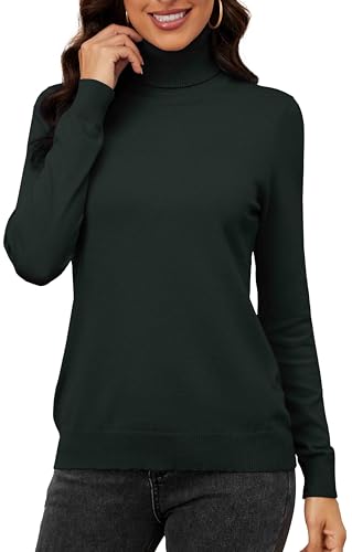 Neineiwu Damen Rollkragenpullover Strickpullover Stretch Stehkragen Pullover Basic Rolli Langarmshirt,Schwarz,L von Neineiwu