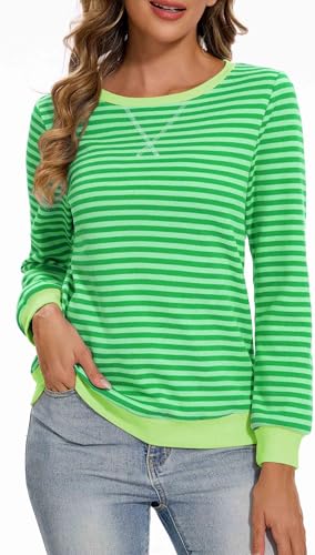Neineiwu Oversize Pullover Damen Streifen Langarm Herbst Rundhals Sweatshirt Y2K Oberteile von Neineiwu