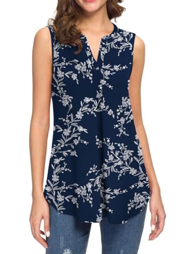 Neineiwu Tank Top Damen Lang V-Ausschnitt für Sommer Ärmellose Oberteile Tunika Shirts Tunika Damen elegant ärmellose Bluse top Damen elegant ärmellose Bluse Tanktops Frauen von Neineiwu