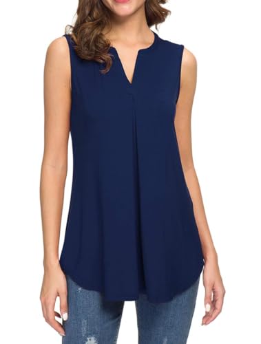 Neineiwu Tank Top Damen Lang V-Ausschnitt für Sommer Ärmellose Oberteile Tunika Shirts t-Shirts für Damen Bluse Festliche blusen Damen ärmellose Bluse von Neineiwu