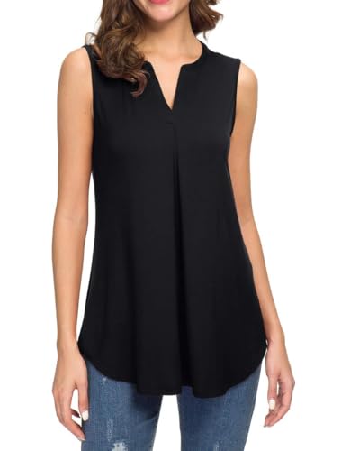 Neineiwu Tanktop Damen Lang V-Ausschnitt für Sommer Ärmellose Oberteile Tunika Shirts T-Shirt Elegant Bluse von Neineiwu