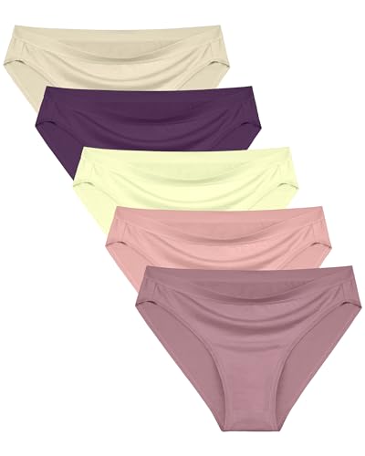 Neione Unsichtbare Unterhosen Damen Unterwäsche Frauen Modal Sommer Brazilian Slip Große Größen Bequeme Atmungsaktiv Stretch 5er Pack Nikirose 3XL von Neione