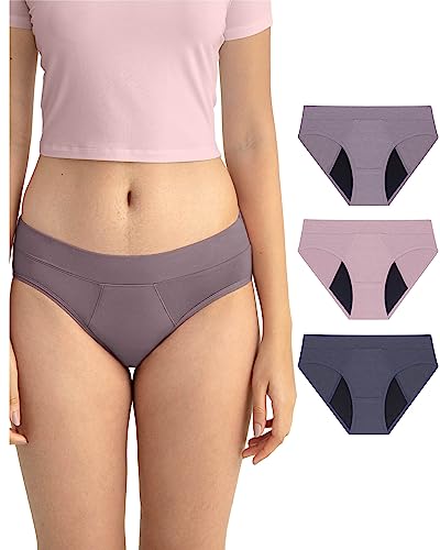Neione Periodenunterschwäsche Mittlere Blutung Perioden Unterwäsche Menstruation Unterhosen Damen Periodenslip Postpartum Hipster Panty 3er Pack Amorio XL von Neione