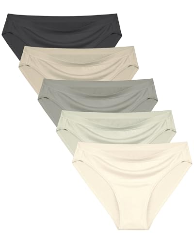 Neione Microfaser Unterwäsche Frauen Bequeme Brazilian Slip Damen Unterhosen Unsichtbare Stretch Sommer Damenslip Große Größen 5er Pack Picasso 3XL von Neione