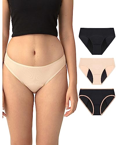 Neione Periodenunterschwäsche Teenager Mädchen Menstruation Unterhosen Perioden Unterwäsche Damen Brazilian Slip 3er Pack Basics XS von Neione