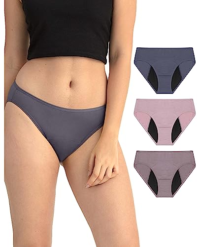 Neione Damen Periodenunterwäsche Menstruationsunterwäsche Perioden Unterwäsche Brazilian Slip Frauen Unterhosen Große Größen 3er Pack Senses 4XL von Neione