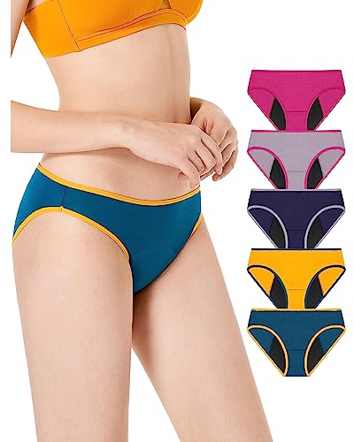 Neione Periodenunterwäsche Frauen Menstruation Unterwäsche Modal Perioden Unterhosen Damen Postpartum Underwear Bikinislip 5er Pack Macaron L von Neione