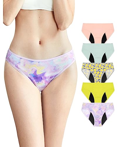 Neione Teenager Periodenunterwäsche Mittlere Blutung Menstruation Unterhosen Perioden Unterwäsche Mädchen Panty Brazilian Slip 5er Pack Joyance XS von Neione