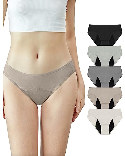 Neione Teenager Perioden Unterwäsche Mittlere Blutung Mädchen Menstruation Bikini Unterhosen Periodenunterwäsche Brazilian Slip 5er Pack Satori XS von Neione