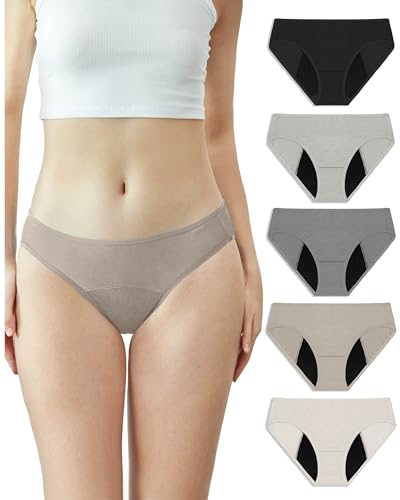 Neione Perioden Unterwäsche Mittlere Blutung Periodenunterschwäsche Damen Menstruation Unterhosen Postpartum Panty Women Bikinislip 5er Pack Satori XXL von Neione