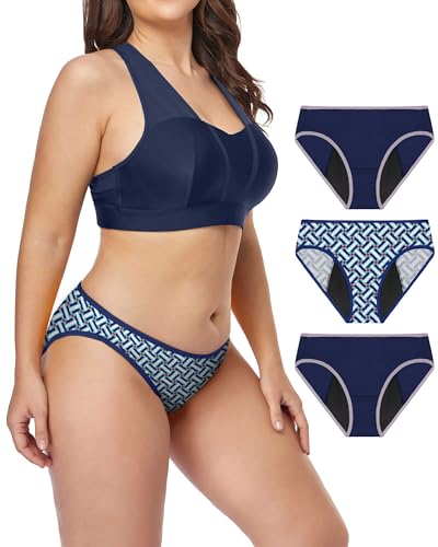 Neione Periodenunterschwäsche Menstruation Unterhosen Perioden Unterwäsche Damen Brazilian Slip Große Größen Periodenslip 3er Pack Mosaic XXL von Neione