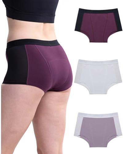 Neione Periodenunterschwäsche Starke Blutung Fasst 4 Tampons Unterhosen Damen Baumwolle Boxershort Hohe Taille Menstruationsunterwäsche 3er Pack Liberal XS von Neione