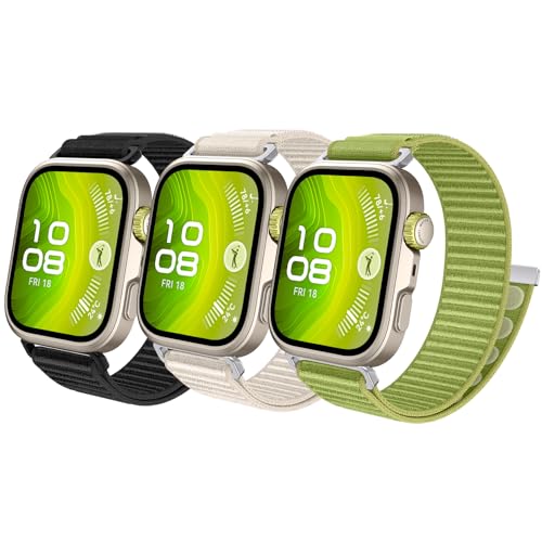 Neitra 3 Stück Nylon Armband für Huawei Watch Fit 4 Pro/Fit 4/Fit 3,Verstellbare Elastisch Ersatz Sport Armband,Geflochtenes Sport Armbänder für Fit 4 Pro/Fit 4/Fit 3 für Herren Damen von Neitra