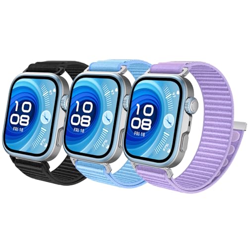 Neitra 3 Stück Nylon Armband für Huawei Watch Fit 4 Pro/Fit 4/Fit 3,Verstellbare Elastisch Ersatz Sport Armband,Geflochtenes Sport Armbänder für Fit 4 Pro/Fit 4/Fit 3 für Herren Damen von Neitra