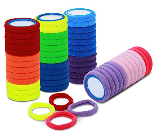50 Stück bunte Haargummis für Mädchen & Frauen mit Stil. Haargummi aus hochwertiger Baumwolle in 10 Farben, elastisch und bequem für den täglichen Gebrauch von Nekava