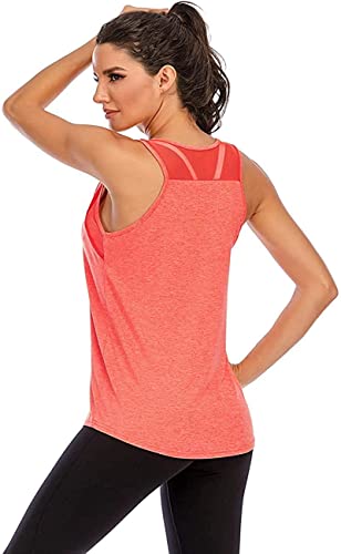 Damen Yoga Fitness Tank Top Locker Mädchen Sport Tshirt Training Jogging Running Shirt Ärmelloses Mesh Zurück Sportbekleidung Rot S von Nekosi