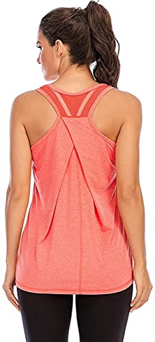 Nekosi Damen Yoga Fitness Tank Top Locker Mädchen Sport Tshirt Training Jogging Running Shirt Ärmelloses Mesh Zurück Sportbekleidung Rot X-Groß von Nekosi